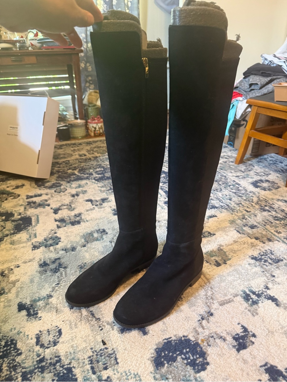 Marc Fisher Women's Black Suede and Leather Riding Boots 20 in tall - size 7